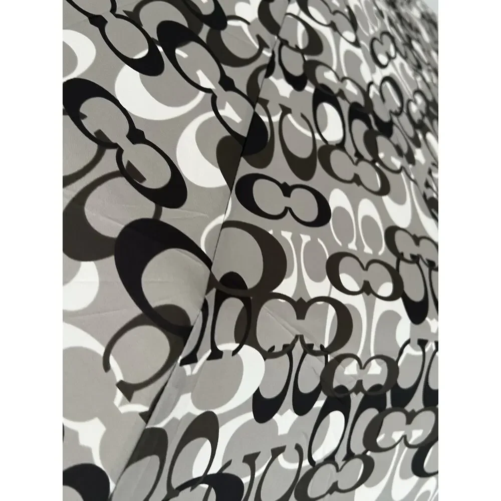 COACH Signature C Logo Compact Umbrella Gray Black White NWT